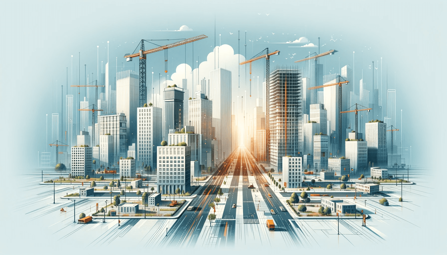 Image of skyscrapers and construction