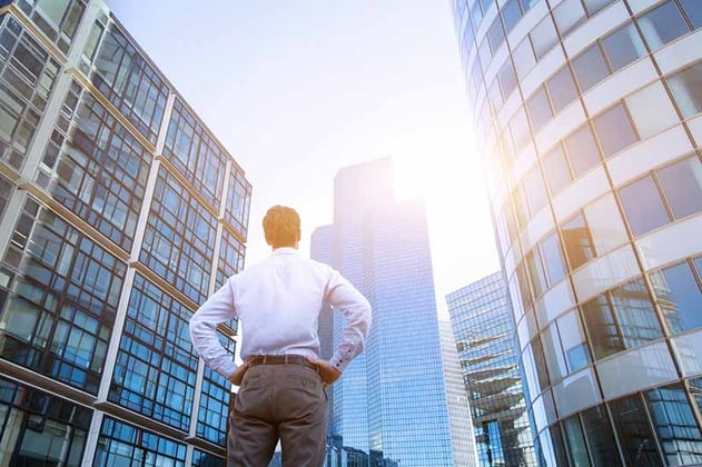 Man Evaluating Commercial Real Estate