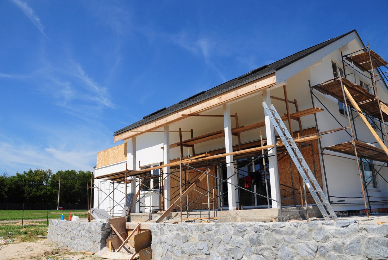 A picture of a building undergoing renovation