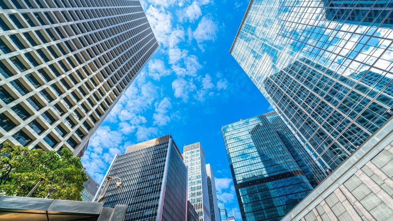 Sky view of buildings.