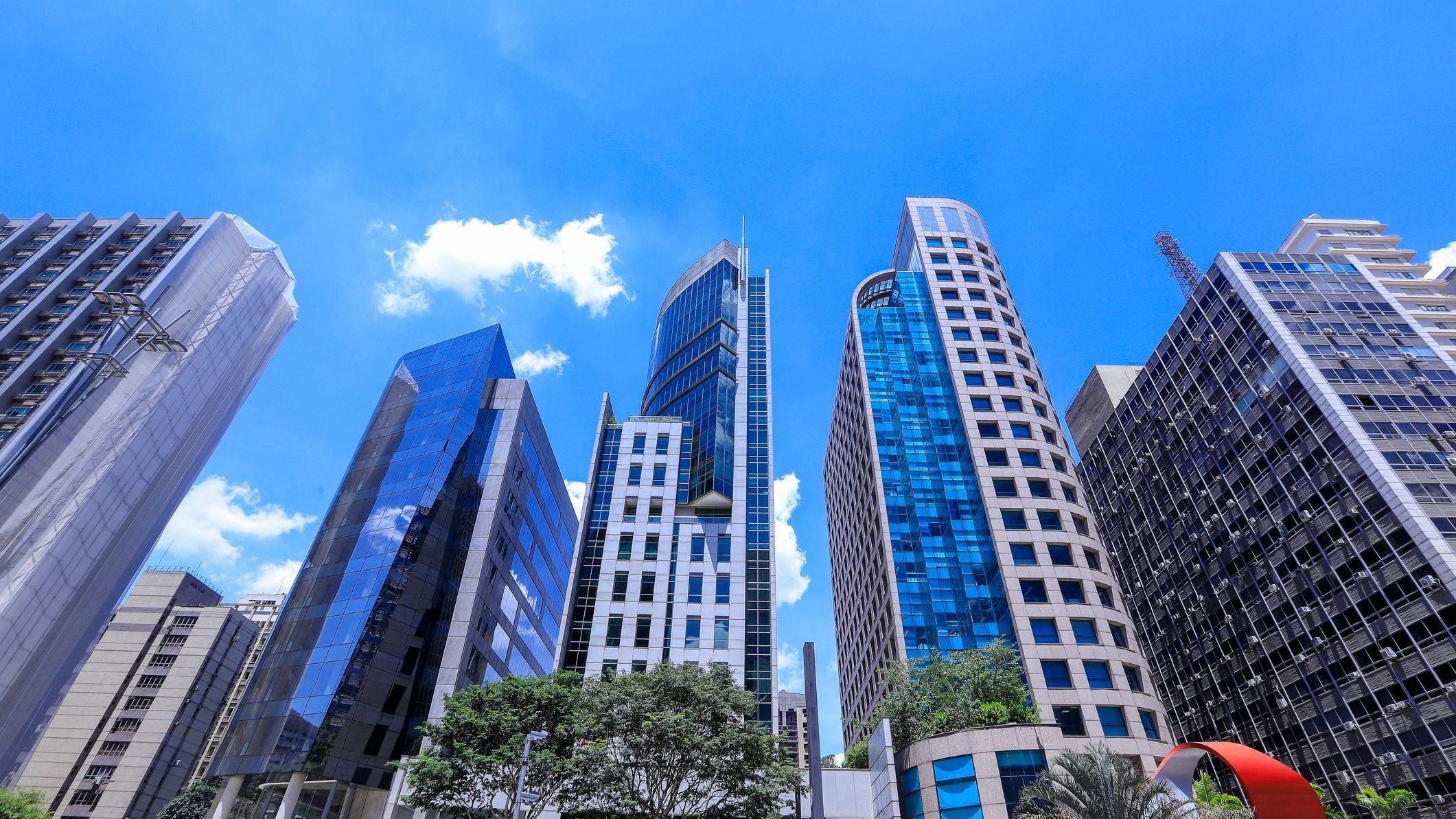 sky view of commercial buildings.
