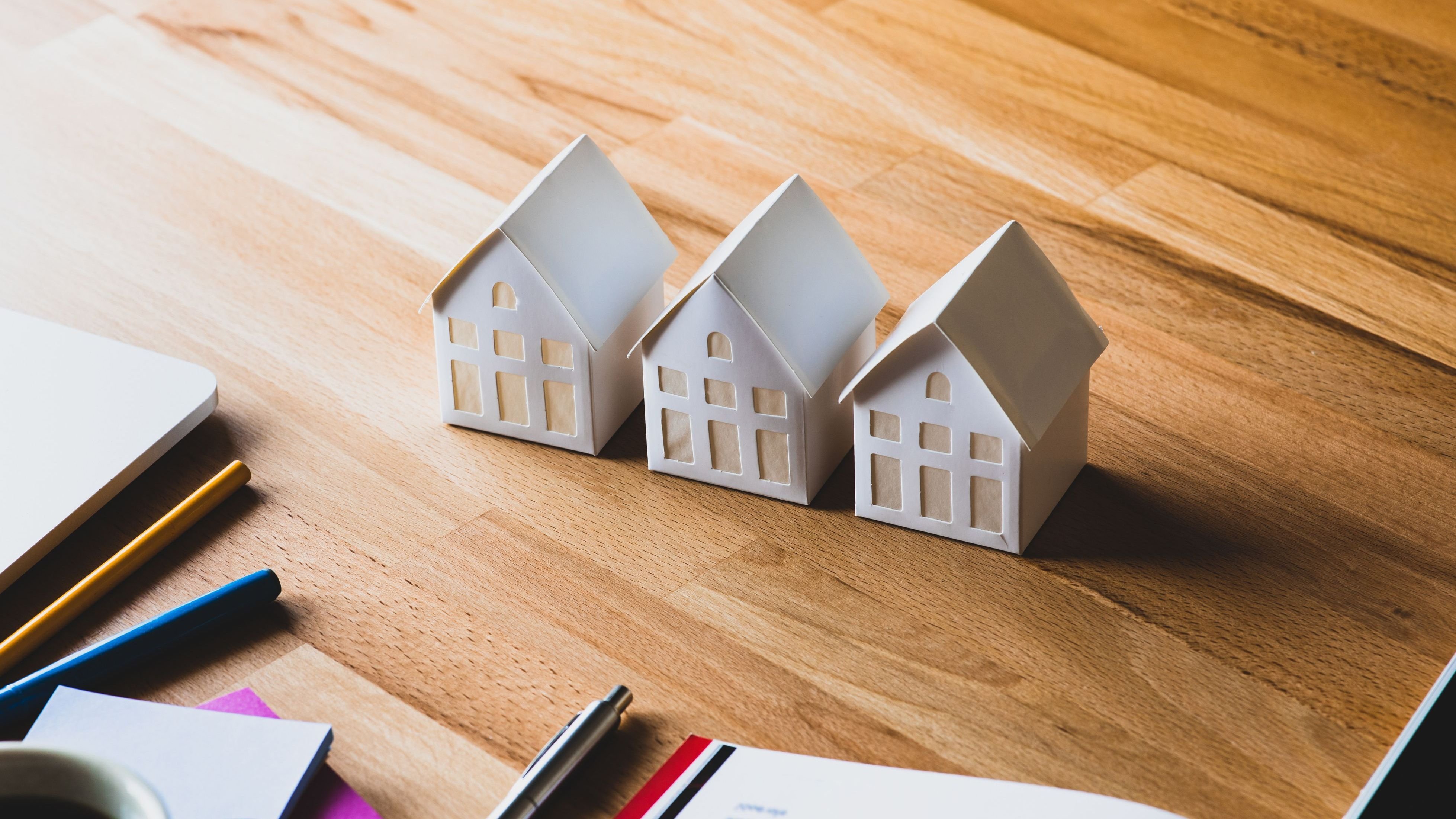 White model house on desk.