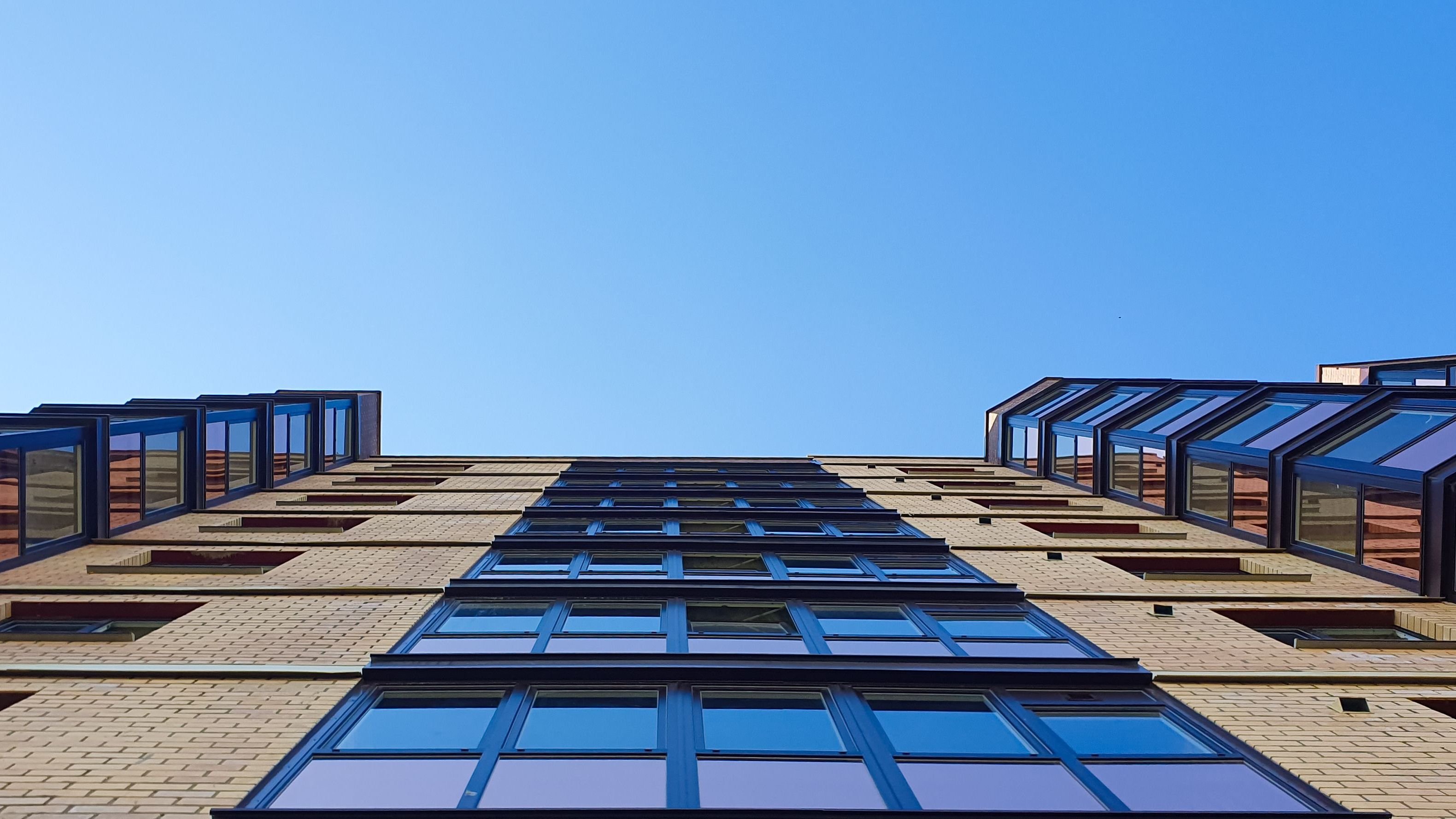 Brick apartment building.