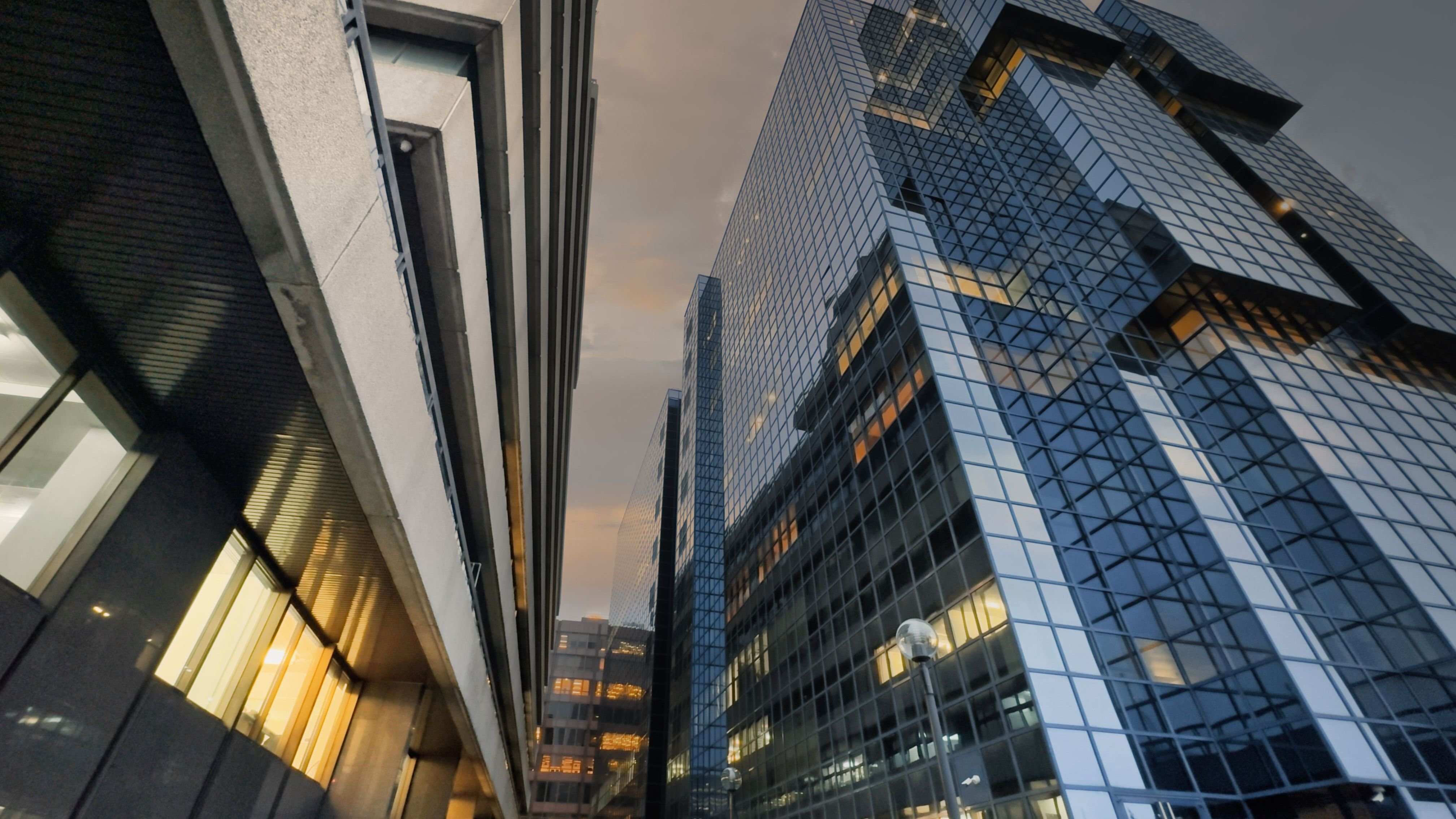 City of London corporate office buildings vertical perspective