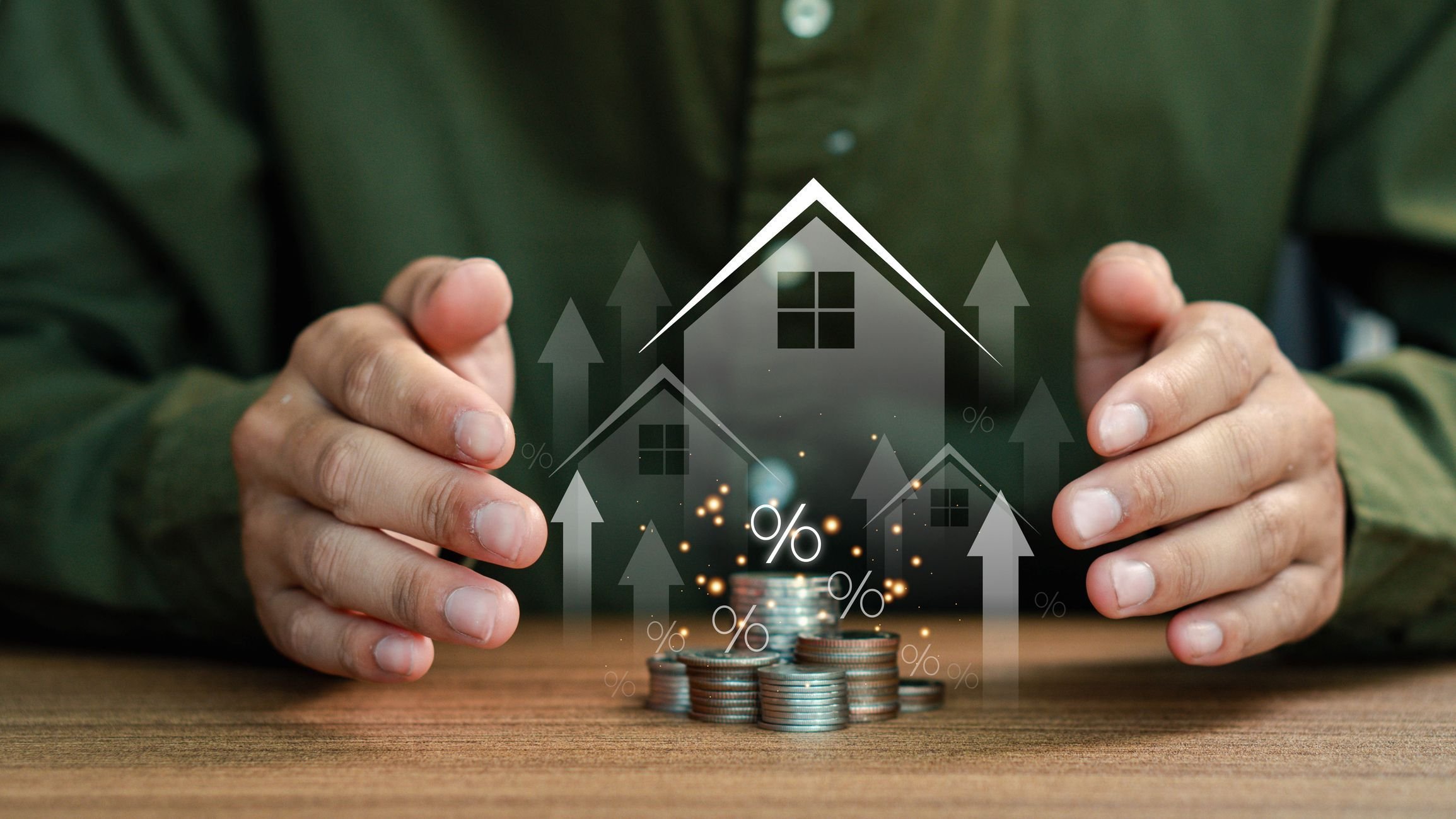 Man cover coins with his hands.