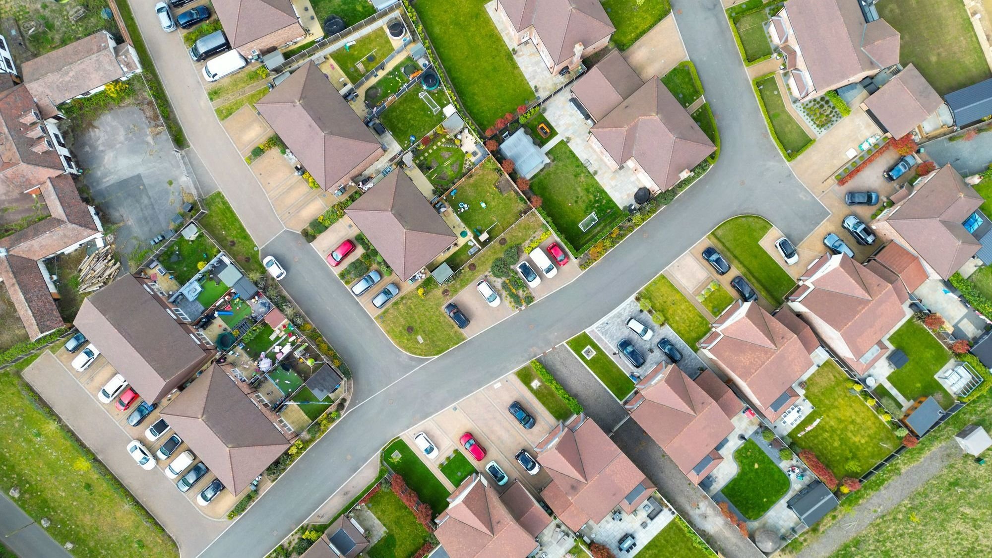 Interesting top down view of a drone showing a new housing development.