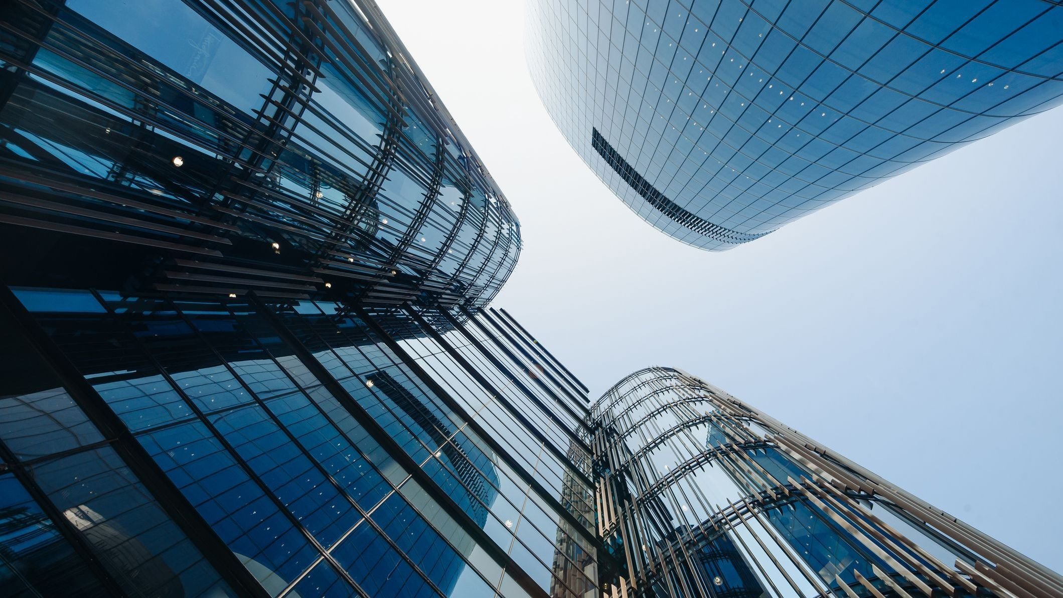 Skyscraper in megalopolis with glass windows.