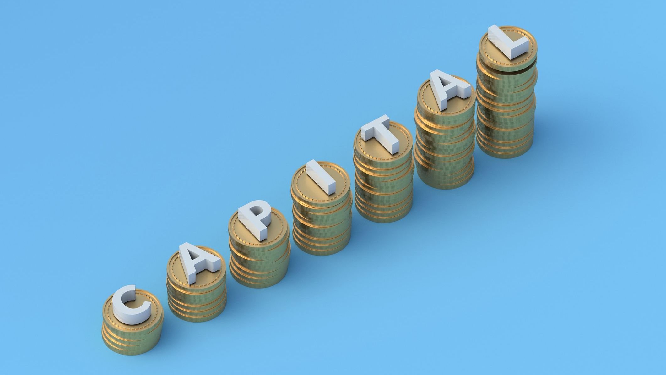 Capital word on a chart made from coins.