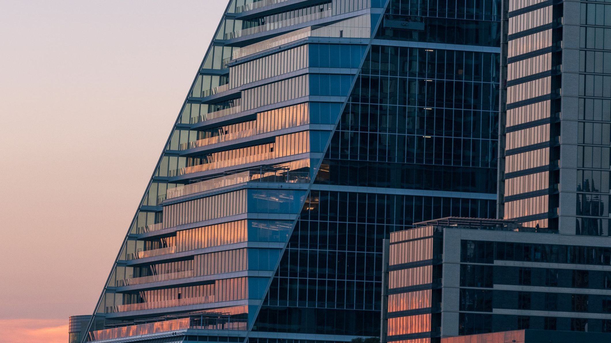 Sunset on office buildings in Austin Texas.