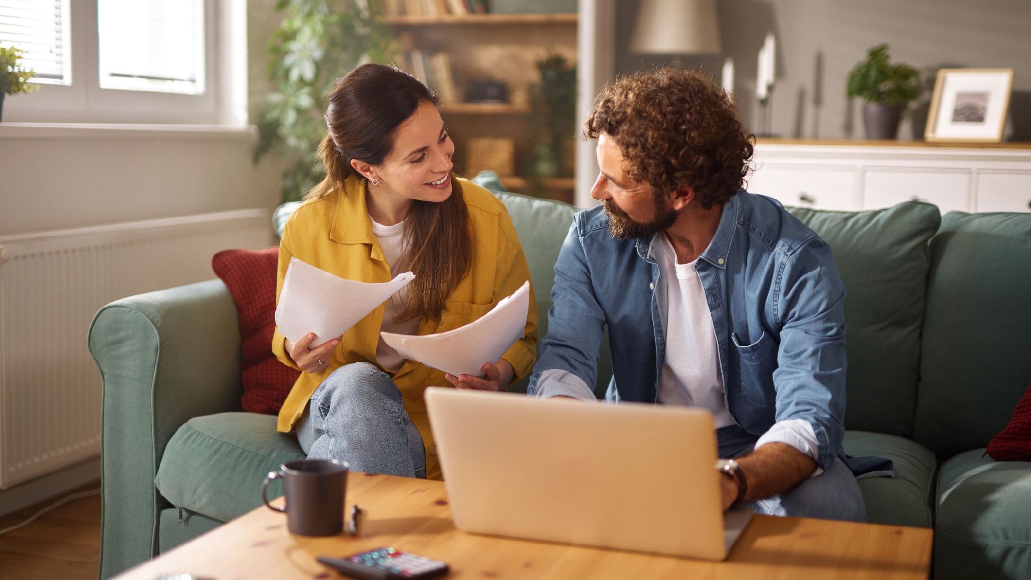 Couple managing domestic finances.